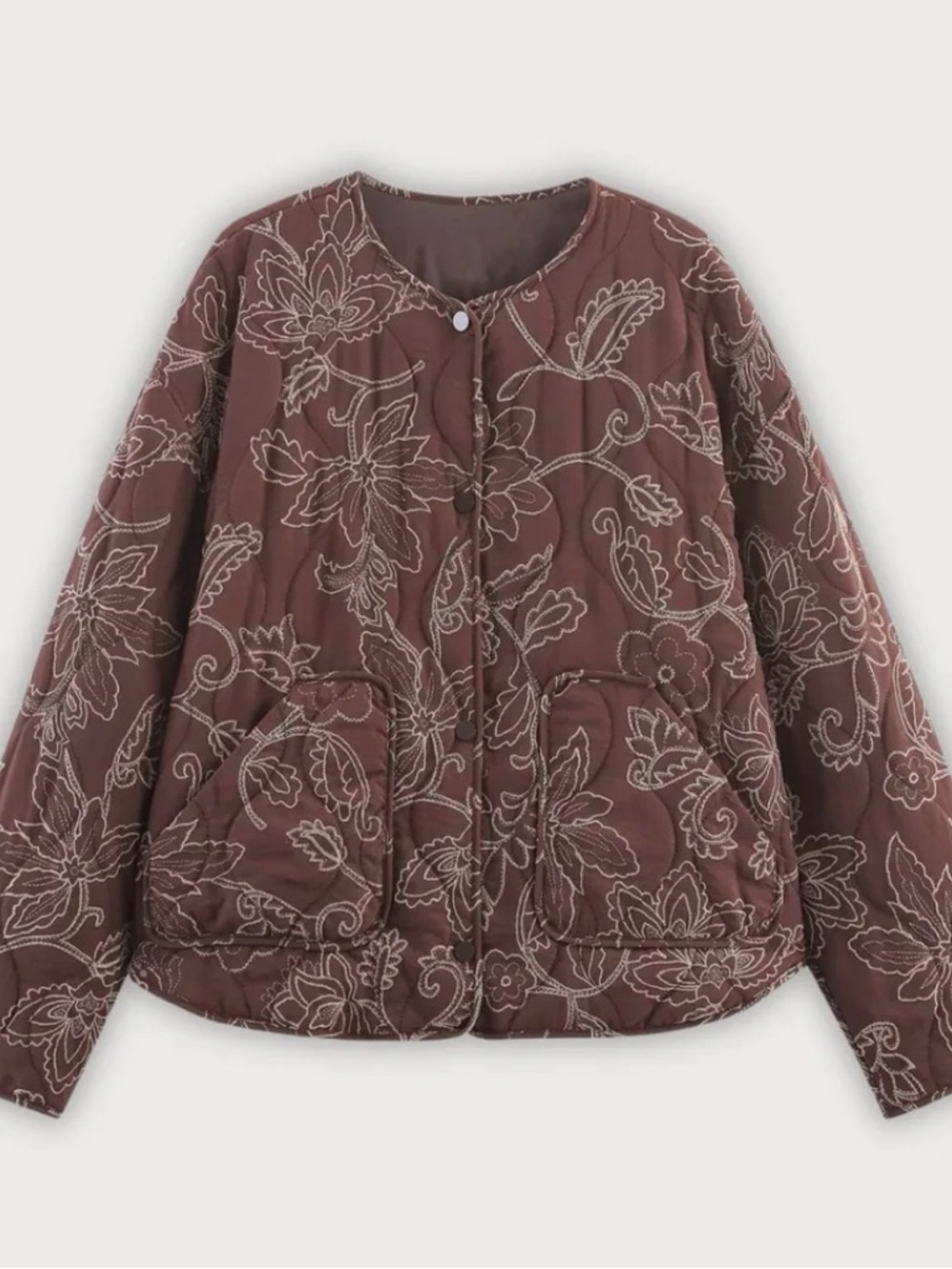 Zara Brown Floral Quilted Jacket